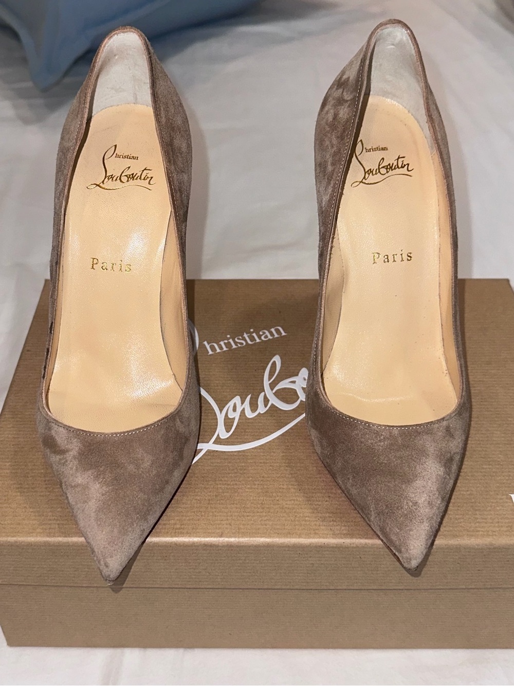 Christian Louboutin Pigalle Follies 100 Fennec Suede Pumps Size 37
